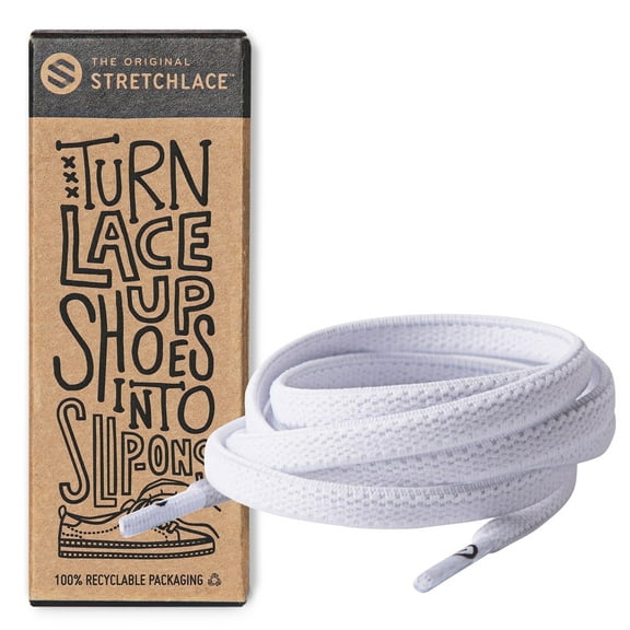 The Original Stretchlace | Elastic Shoe Laces | Flat Stretch Shoelaces | White, 45 in (114 cm)