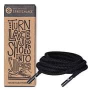 Stretchlace Elastic Shoe Laces, Round Stretch Shoelaces, Black, 35 Inches, 1 Pair