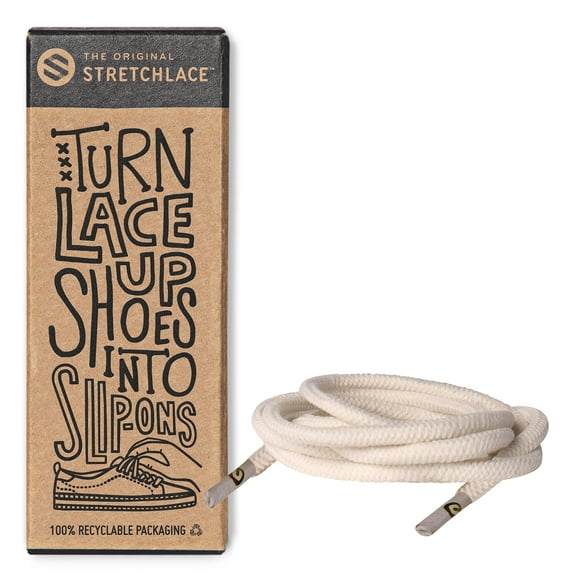 The Original Stretchlace | Elastic Shoe Laces | Round Stretch Shoelaces | Ivory, 30 in (77 cm)