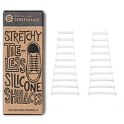 The Original Stretchlace No Tie Silicone Shoe Laces Elastic Shoelace Turns Footwear Into Comfy Slip-On Shoes White 20 Straps