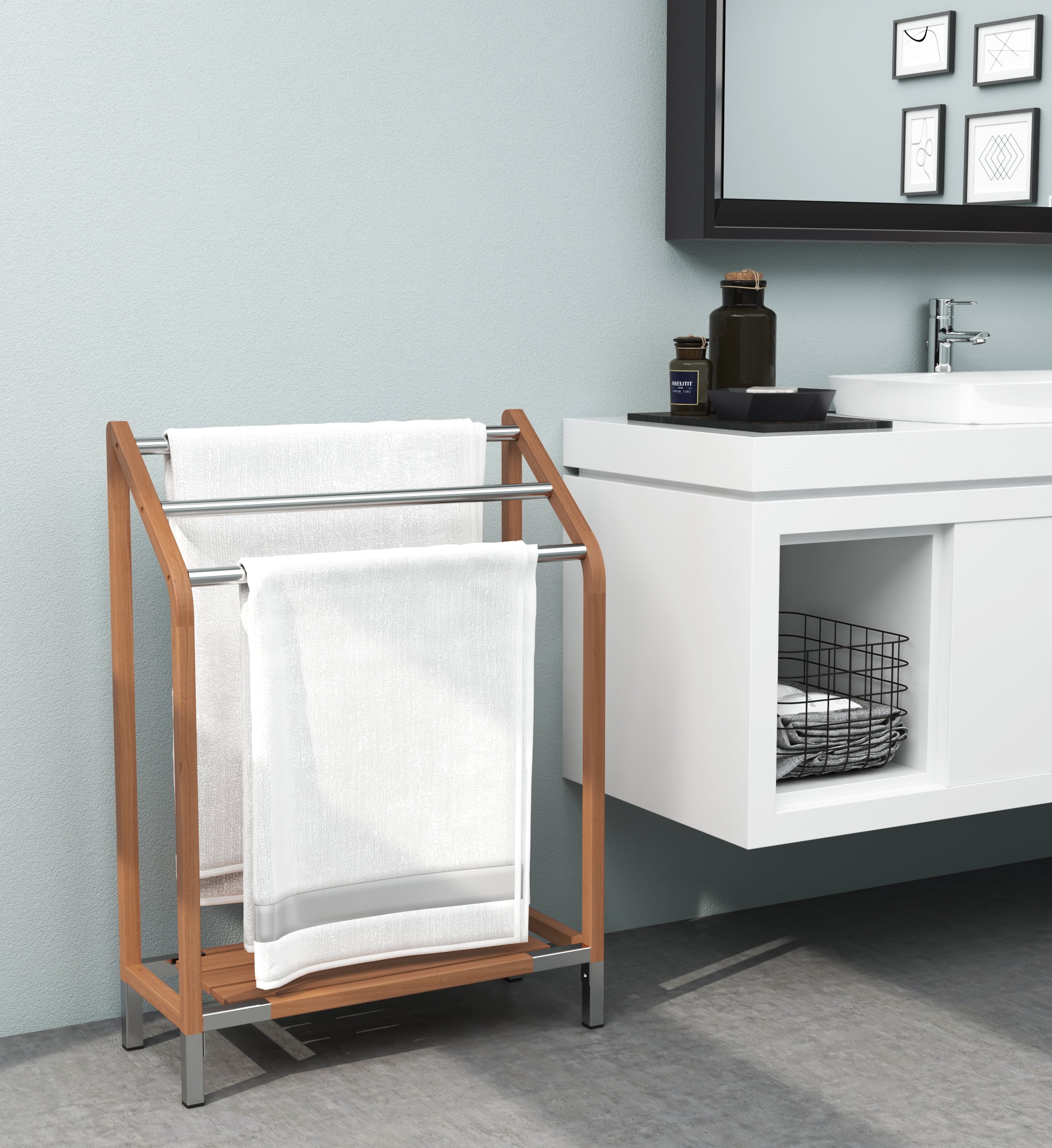 The Original Sula™ Versatile Teak & Stainless Towel Racka