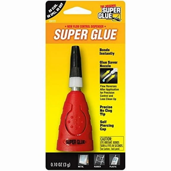 The Original Super Glue Flow Control 0.10oz Cyanoacrylate Glue, Multicolor