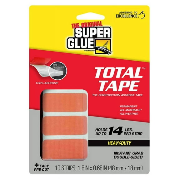 Super Glue Double Sided Tape,1 13/16" L,11/16" W 90019