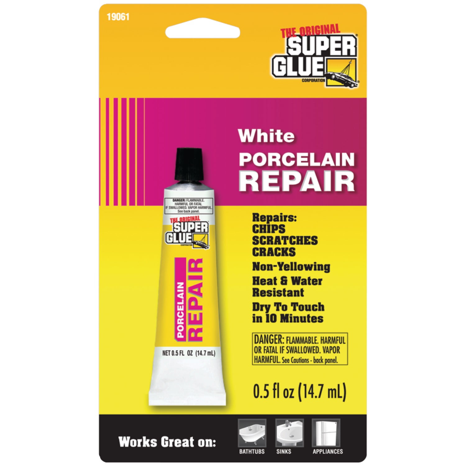 Super Glue Porcelain Repair Glue, White - 0.5 fl oz tube