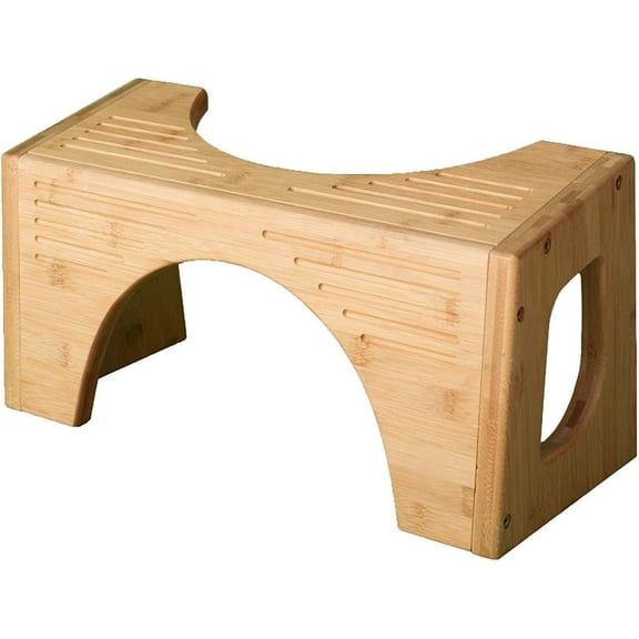 The Original Toilet Stool - Bamboo Flip, 7" and 9" Adjustable Heights, Brown - Improve Bathroom Posture and Comfort