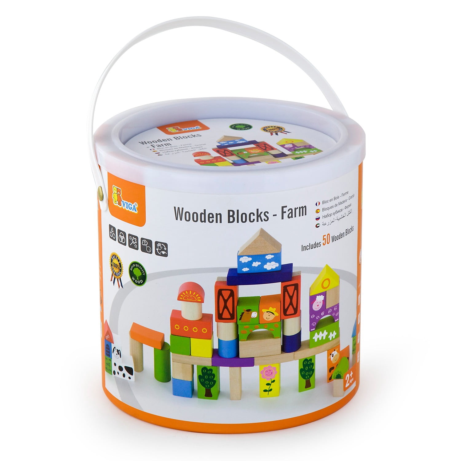 The Original Toy Company Wooden Blocks, Farm Designs