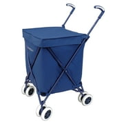 Versacart Transit Original Compact Folding Shopping and Utility Cart, Signature Blue, Collapsible, 1 pack