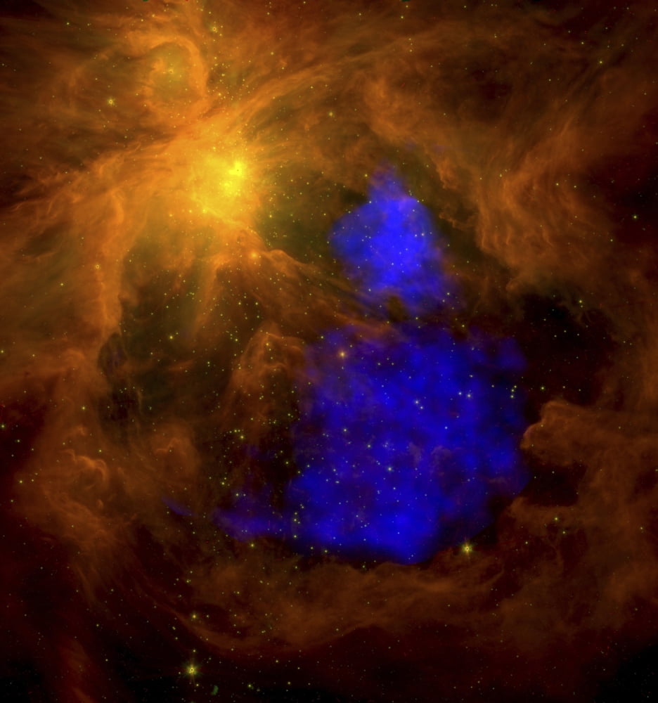The Orion nebula in the infrared overlaid with XMM-Newton X-ray data in blue Canvas Art - Stocktrek Images (27 x 29)