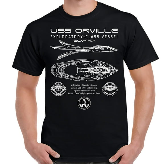 The Orville ECV-197 Ship Schematic Adult T-shirt-XXXXXL