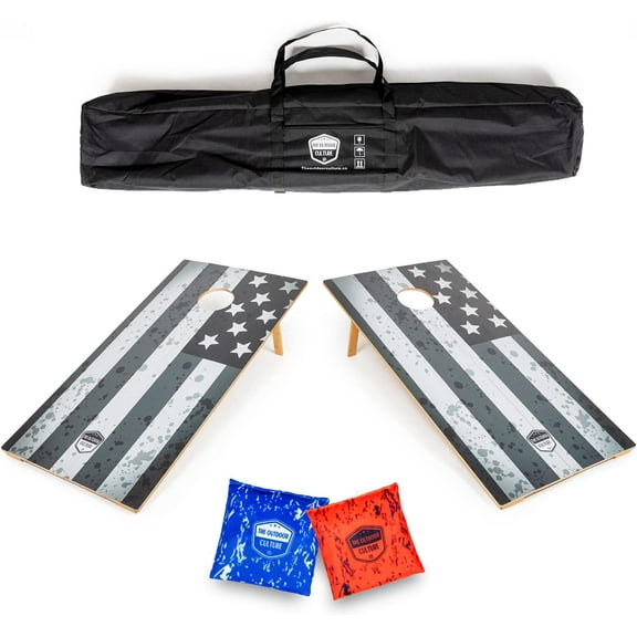 The Outdoor Culture Foldable Cornhole Game Set - Outdoor Game for Lawn, Backyard, Beach and Tailgating - Set Includes 8 Bean Bags, Travel Case & Game Rules - Great for Indoor & Outdoor Family Games