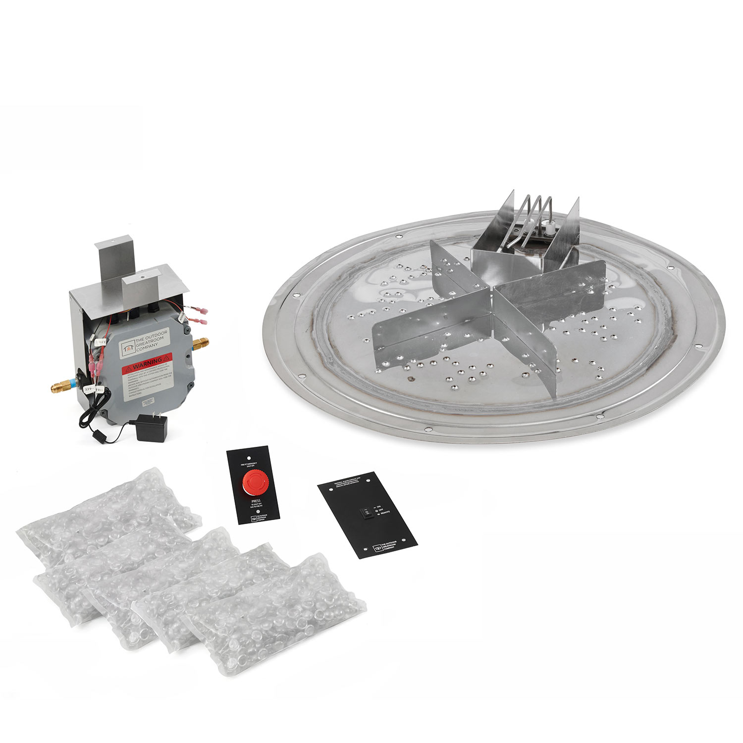 The Outdoor GreatRoom Company Crystal Fire Plus Electronic Ignition Fire Pit Burner Insert, 28