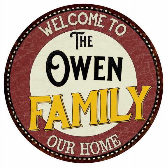 The Owen Family 14" Round Metal Sign Kitchen Game Room Decor 100140038497