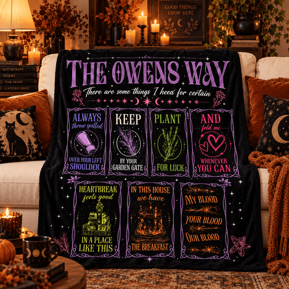 The Owens Way Midnight Margaritas Practical Magic Halloween Flannel Throw Blanket