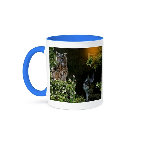 3dRose, The Owl And The Pussy Cat, 11oz Two-Tone Blue Mug