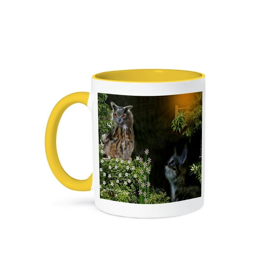 3dRose, The Owl And The Pussy Cat, 15oz Two-Tone Yellow Mug