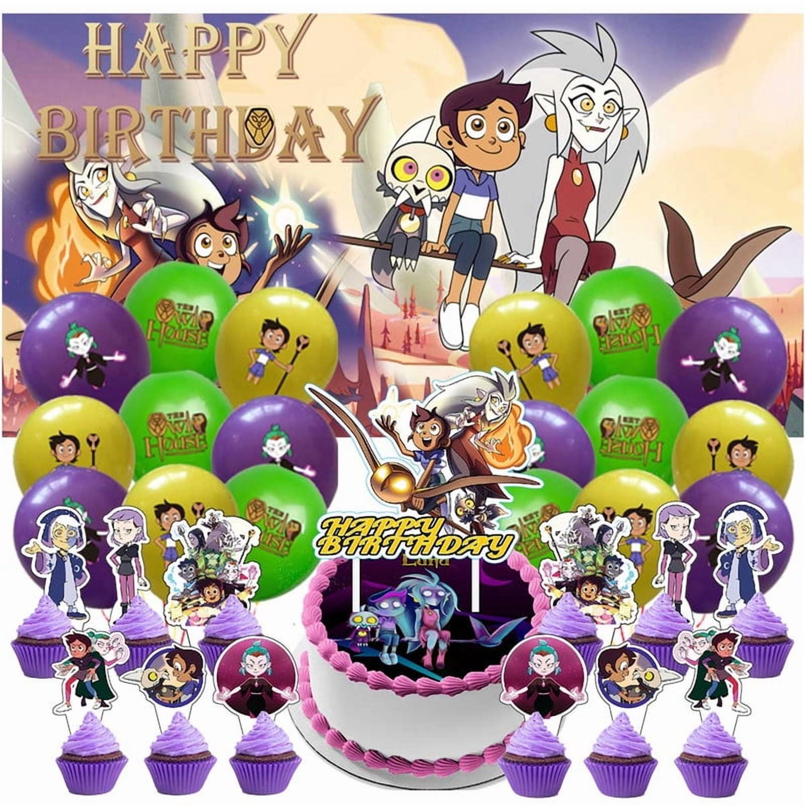 The Owl House Set Party Supplies Decoration Birthday Decor Banner Backdrop Kit Fans Latex Balloons