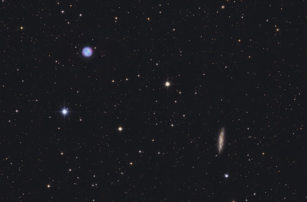 The Owl Nebula and Messier 108 in the constellation Ursa Major Canvas Art - Lorand FenyesStocktrek Images (34 x 23)