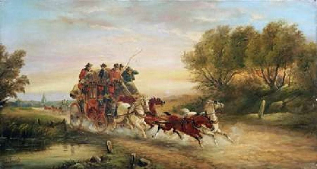 The Oxford To London Mail Coach Canvas Art - John Charles Maggs (12 x 18)