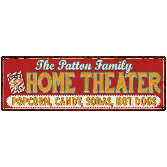 The PATTON Family Home Theater Sign Gift 6x18 Metal Movies Decor 106180100464