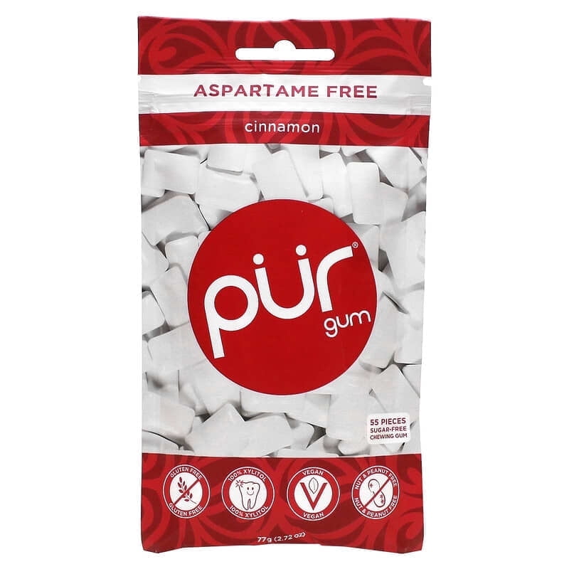 The PUR Company, Chewing Gum, Cinnamon, 55 Pieces, 2.72 oz Pack of 4
