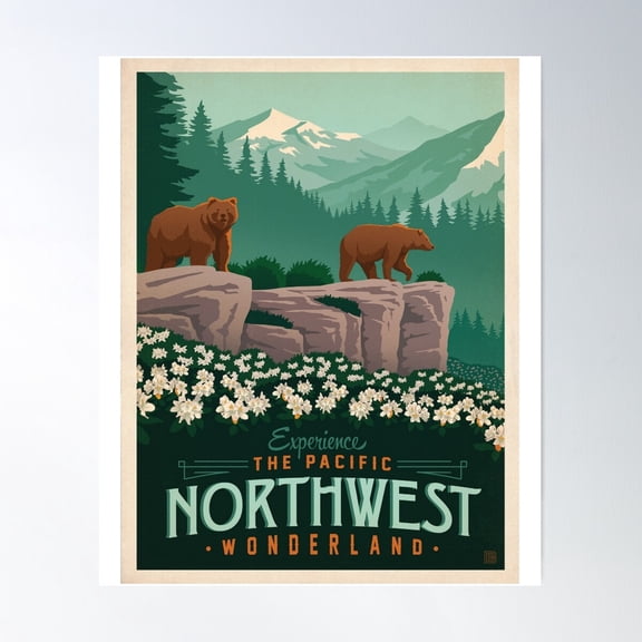The Pacific Northwest United States Poster Wall Art, Modern Wall Decor For Living Room Bedroom, 24x36 UNFRAMED