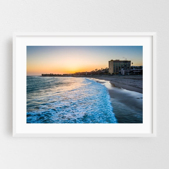 The Pacific at Sunset 02 - Ventura California Photography Sunset Beach Coastal Waves Ocean Scenic Landscape White Framed Wall Art Print 5 x 7 inches