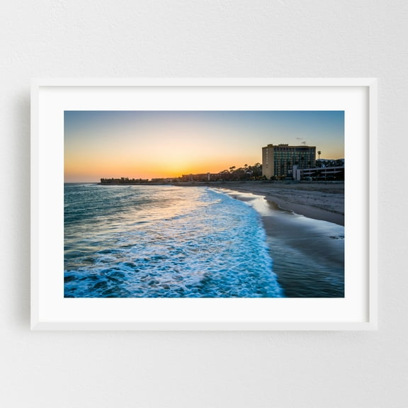 The Pacific at Sunset 02 - Ventura California Photography White Framed Wall Art Print 16 x 24 inches
