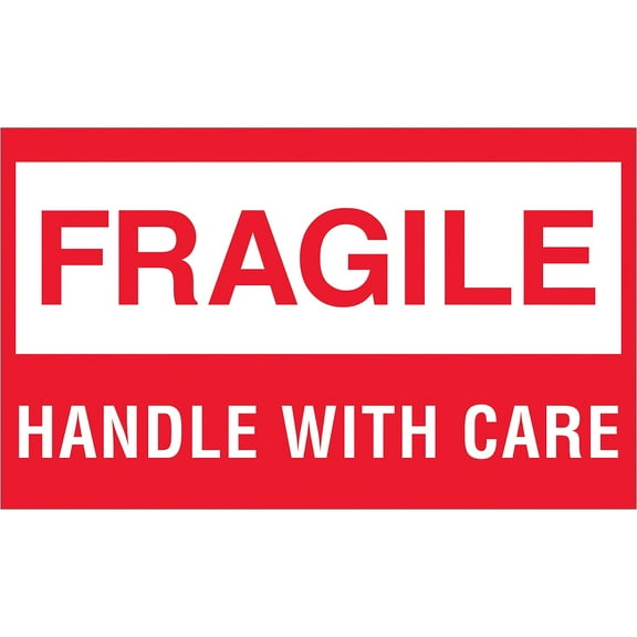 Tape Logic "Fragile - Handle With Care" Labels 3" x 5" Red/White 500/Roll (DL1070)