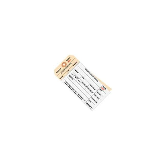 The Packaging Wholesalers B43399 5.75 x 2.875 in. No. 8 Carbonless Stub Style Inventory Tags - 4500-4999, White & Manila - Pack of 500