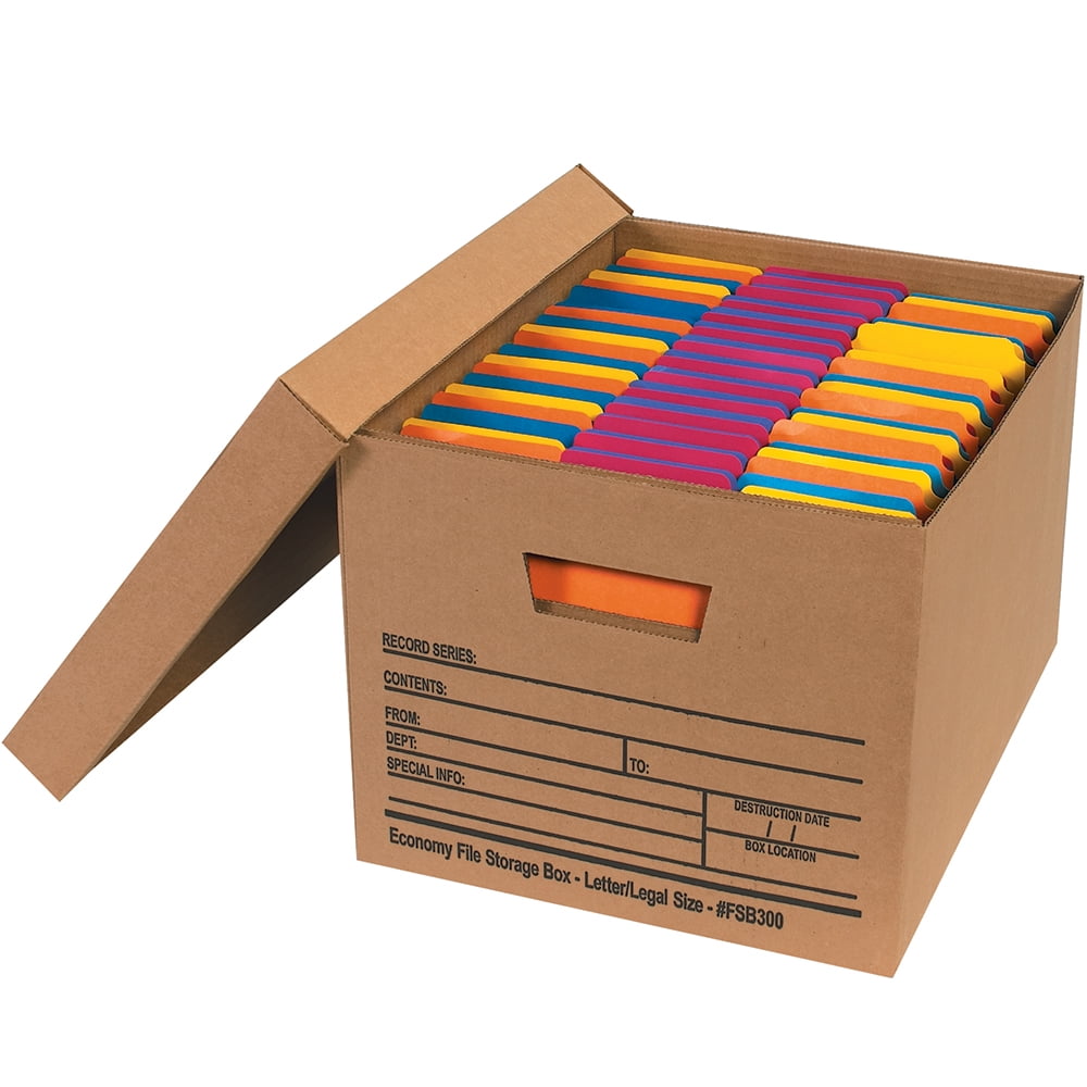 Kraft Brown Economy File Storage Box with Removable Lid