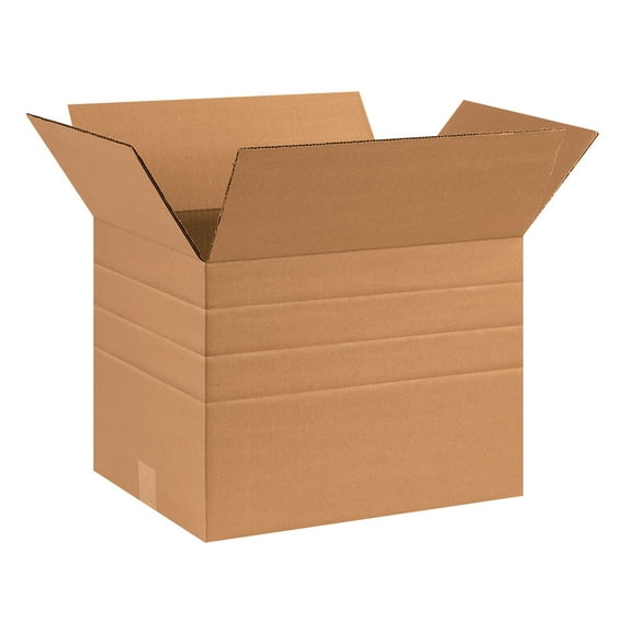 The Packaging Wholesalers Multi-Depth Corrugated Boxes 16" x 12" x 12" Kraft 25/Bundle BS161212MD