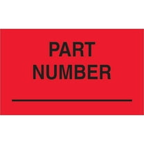 The Packaging Wholesalers Tape Logic Labels "Part Number" 3" x 5" Fluorescent Red 500/Roll LABDL3201