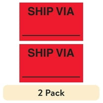 (2 pack) The Packaging Wholesalers Tape Logic Labels "Ship Via" 3" x 5" Fluorescent Red 500/Roll LABDL3541
