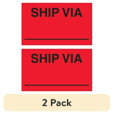 (2 pack) The Packaging Wholesalers Tape Logic Labels "Ship Via" 3" x 5" Fluorescent Red 500/Roll LABDL3541