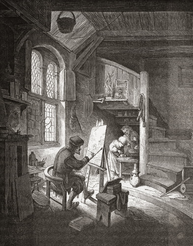 The Painter In His Workshop Selfportrait Of Adriaen Van Ostade 1610 Canvas Art - Ken Welsh Design Pics (12 x 16)
