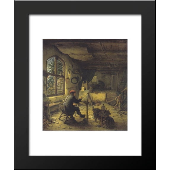 The Painter in His Workshop 20x24 Framed Art Print by Ostade, Adriaen van