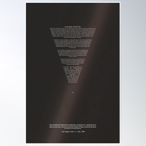 The Pale Blue Dot - Carl Sagan Poster Wall Art, Modern Wall Decor, 8x12 UNFRAMED