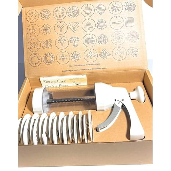 Open Box The Pampered Chef Cookie Press #1525# 17 Piece Set