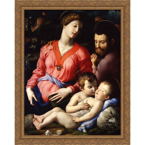 The Panciatichi Holy Family 28x34 Large Gold Ornate Wood Framed Canvas Art by Agnolo Bronzino