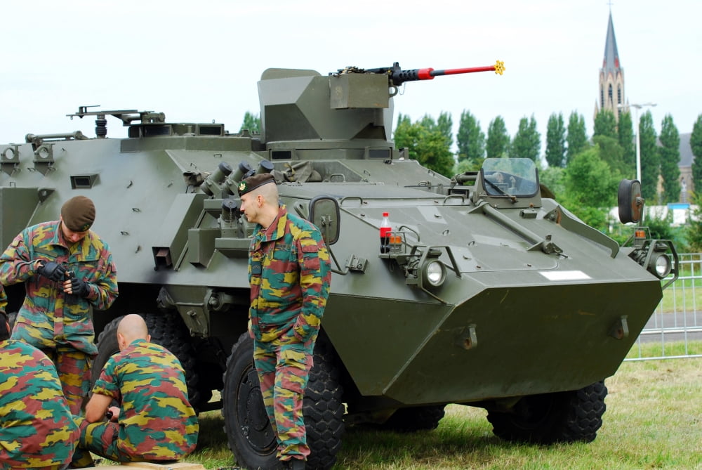 The Pandur 6x6 family of wheeled armoured vehicles in use by the Belgian Army Canvas Art - Luc De JaegerStocktrek Images (17 x 12)