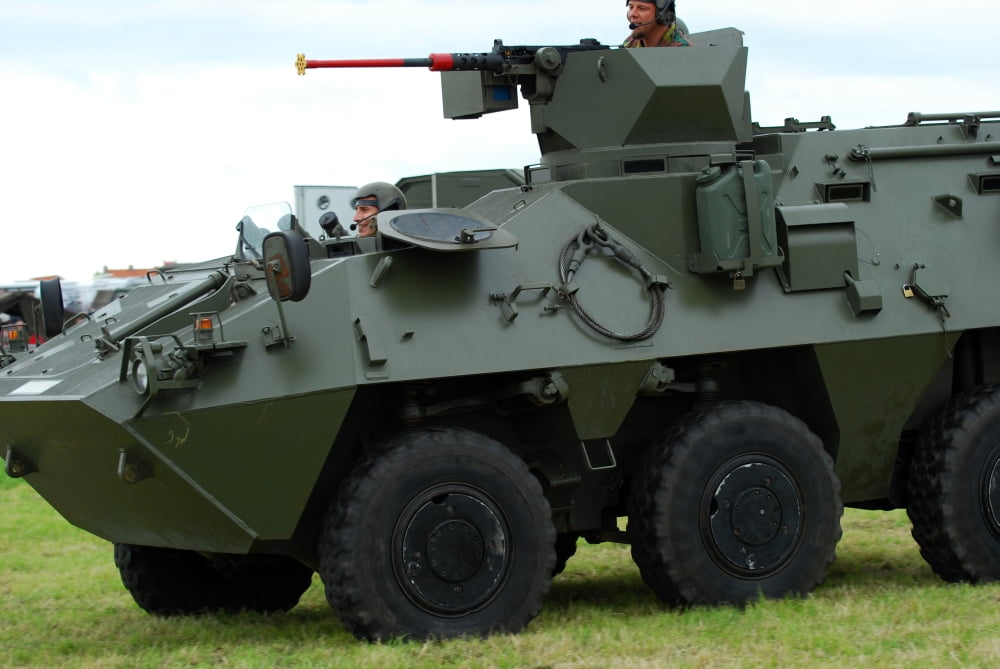 The Pandur 6x6 family of wheeled armoured vehicles in use by the Belgian Army Canvas Art - Luc De JaegerStocktrek Images (34 x 23)