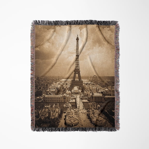 The Paris Exposition 1900 Eiffel Tower Sepia, Woven Blanket