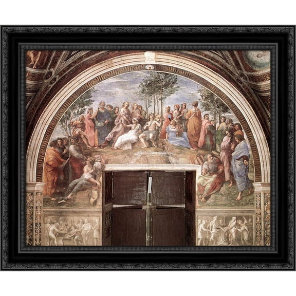 The Parnassus 23x20 Black Ornate Wood Framed Canvas Art by Raphael
