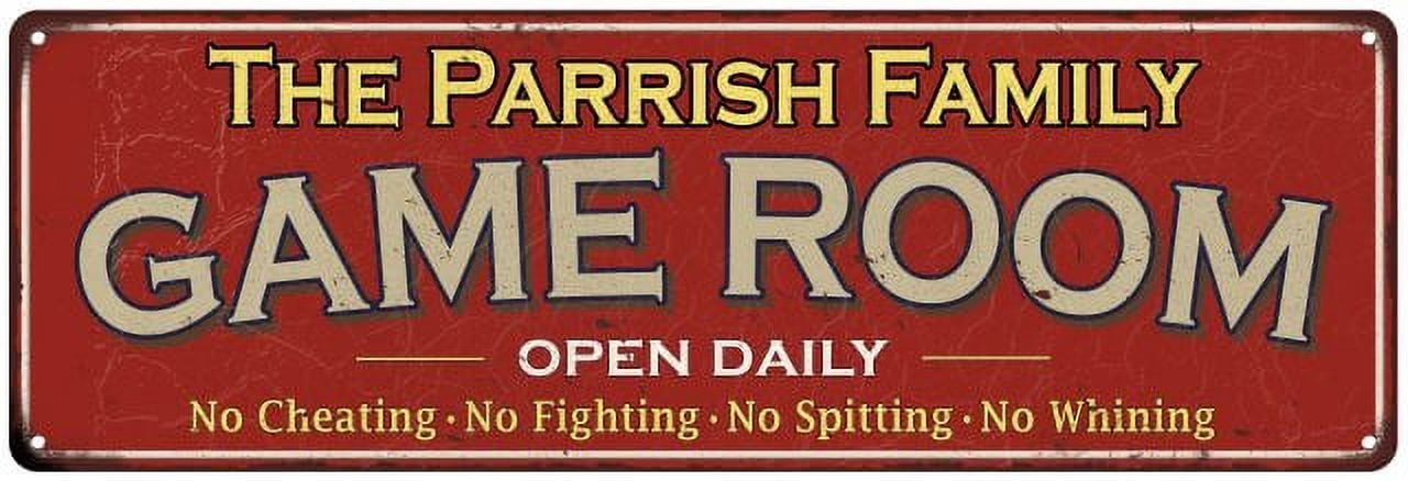 The Parrish Family Red Game Room Metal 6x18 Sign 106180038759 - Walmart.com