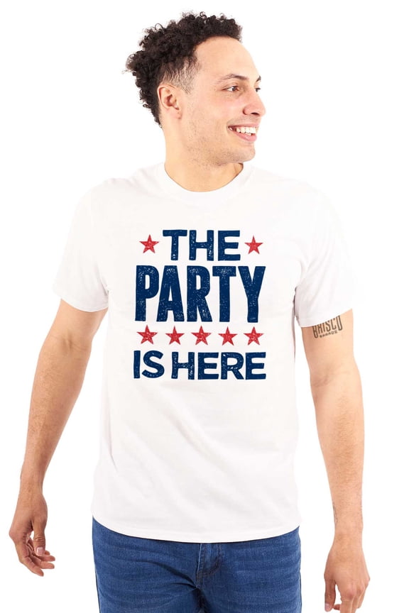 The Party Is Here Drinking Partying Plus Size Crewneck Graphic Tee Shirt Brisco Brands 2X