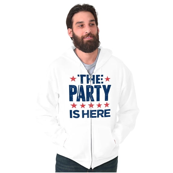 The Party Is Here Drinking Partying Zip Up Hoodie Men's Women's Brisco Brands X