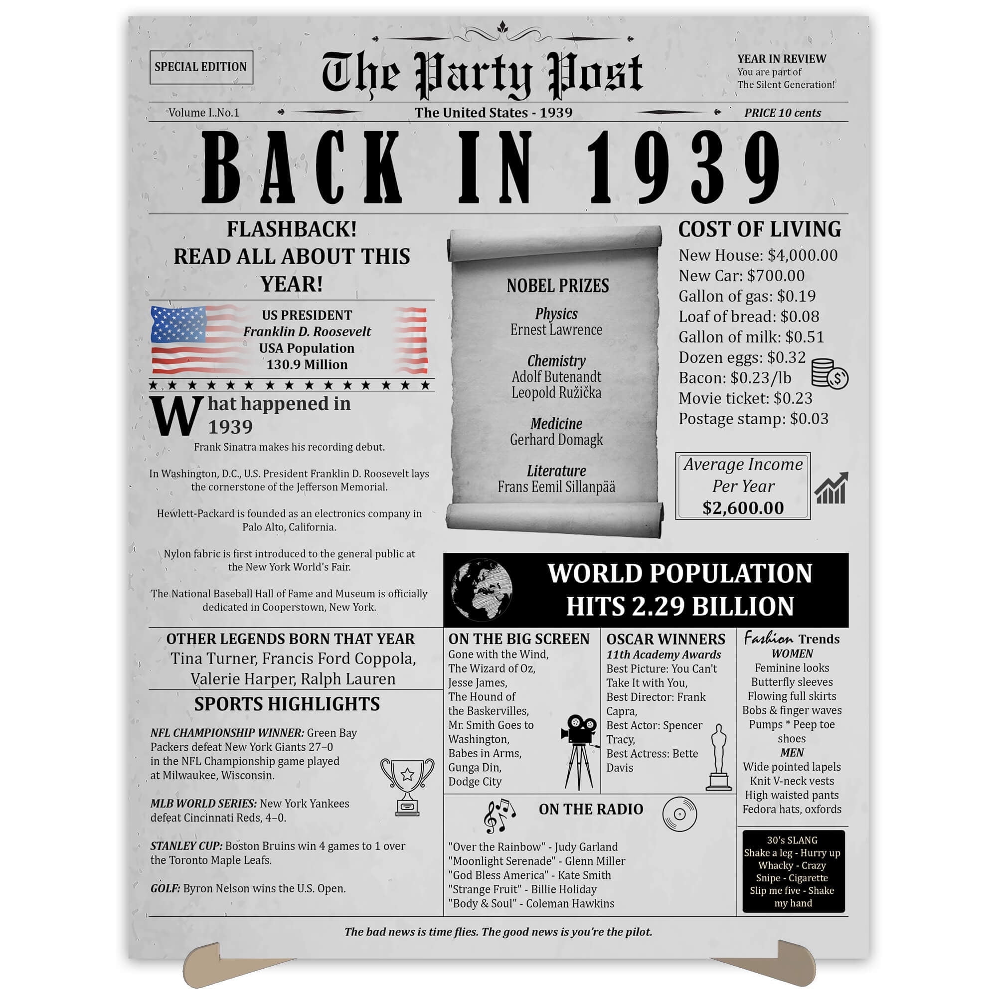 Vintage 85th Birthday Party Decorations: The Party Post Back In 1939 Poster with Stand - Walmart.com vintage-85th-birthday-party-decorations-the-party-post-back-in-1939-poster-with-stand-walmart-com