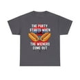 thumbnail image 1 of The Party Starts When The Wiener Comes Out Funny Summer cook out T-shirt, 1 of 2