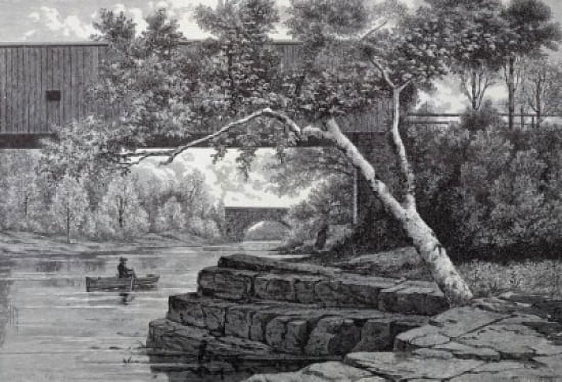 The Passaic Below Little Falls Jules Tavernier (1844-1889 American) Etching Canvas Art - Jules Tavernier (24 x 36)