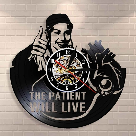 The Patient Will Live Hospital Quote Medical Wall Art Clinic Offic Wall Decor Doctor Wall Clock Vintage Nurse Vinyl Record Clock
